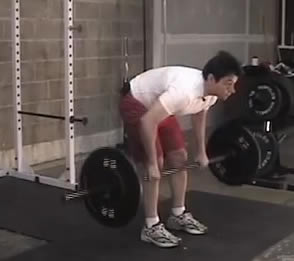 Incorrect posture when performing the bent over row
