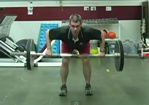 Man performing a barbell row