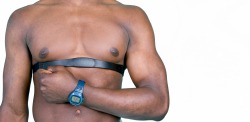 Man wearing a heart rate monitor