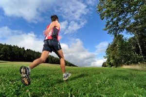 Man cross-country running